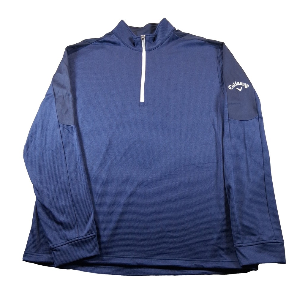 Callaway Weather Series Pullover Mens XL Navy Blue 1/4 Zip Textured Golf Top